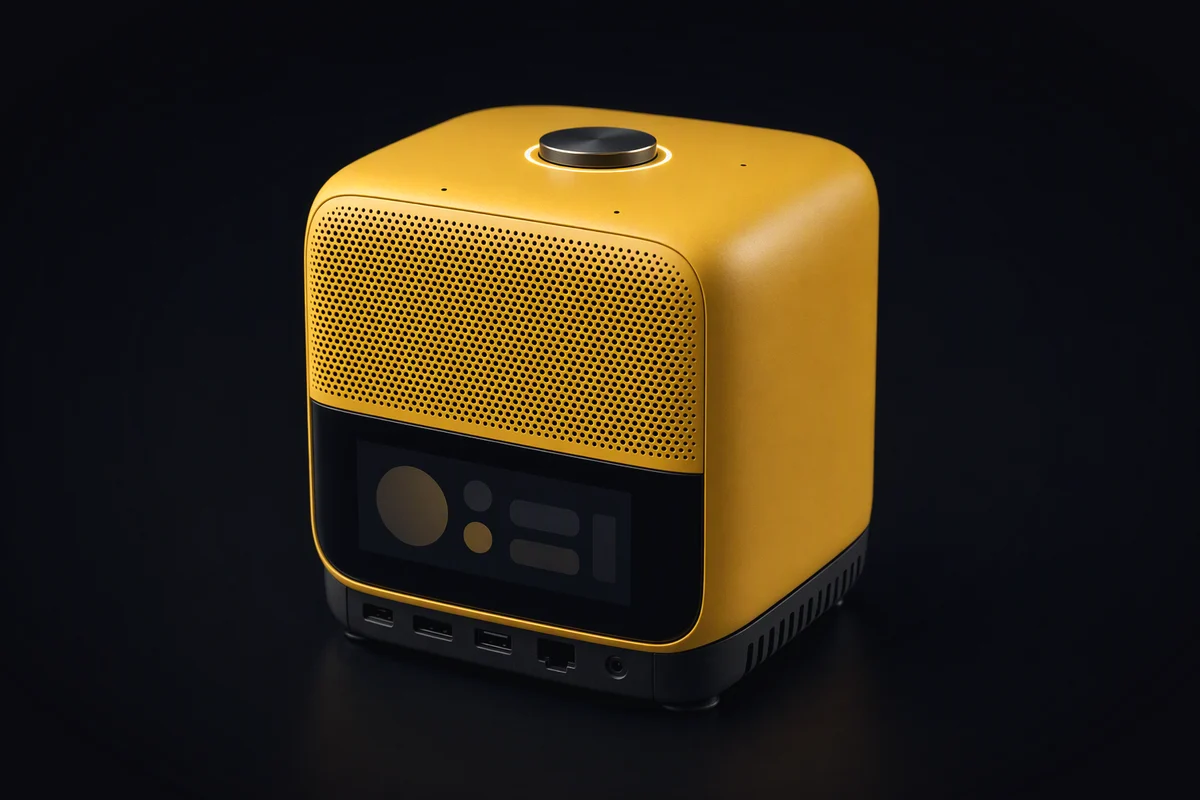 KyberDeck Node, a rounded yellow home hub